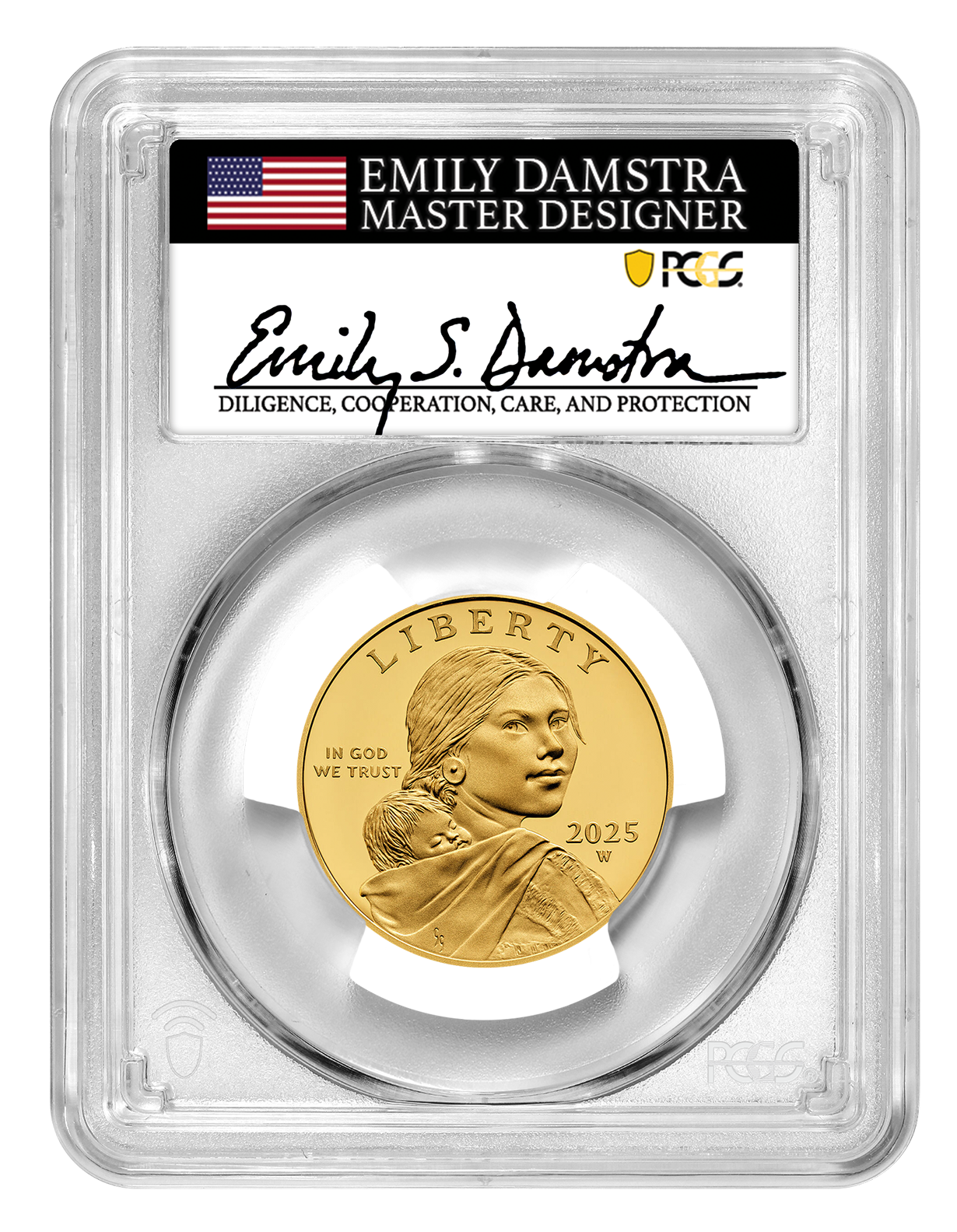 25th Anniversary Sacagawea 2025 Golden Dollar 24K One Half-Ounce Gold Proof 70 Coin 