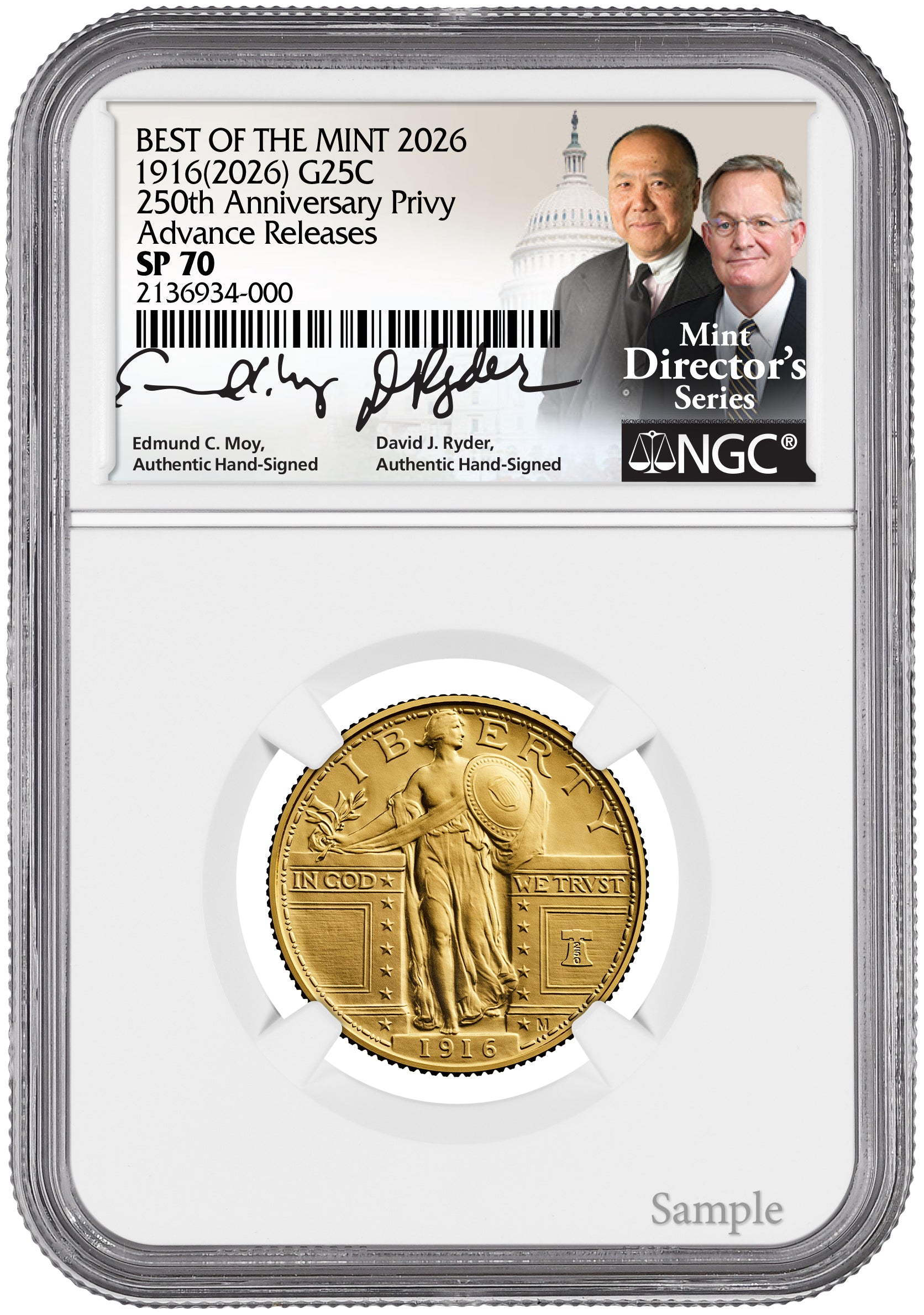 1916 STANDING LIBERTY SET SP70 MOY/RYDER