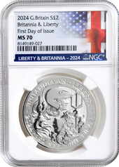 2024 LIBERTY/BRITANNIA £2 SILVER NGC MS70 FDI