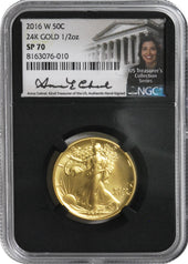 2016 GOLD HALF DOLLAR SP70 CABRAL