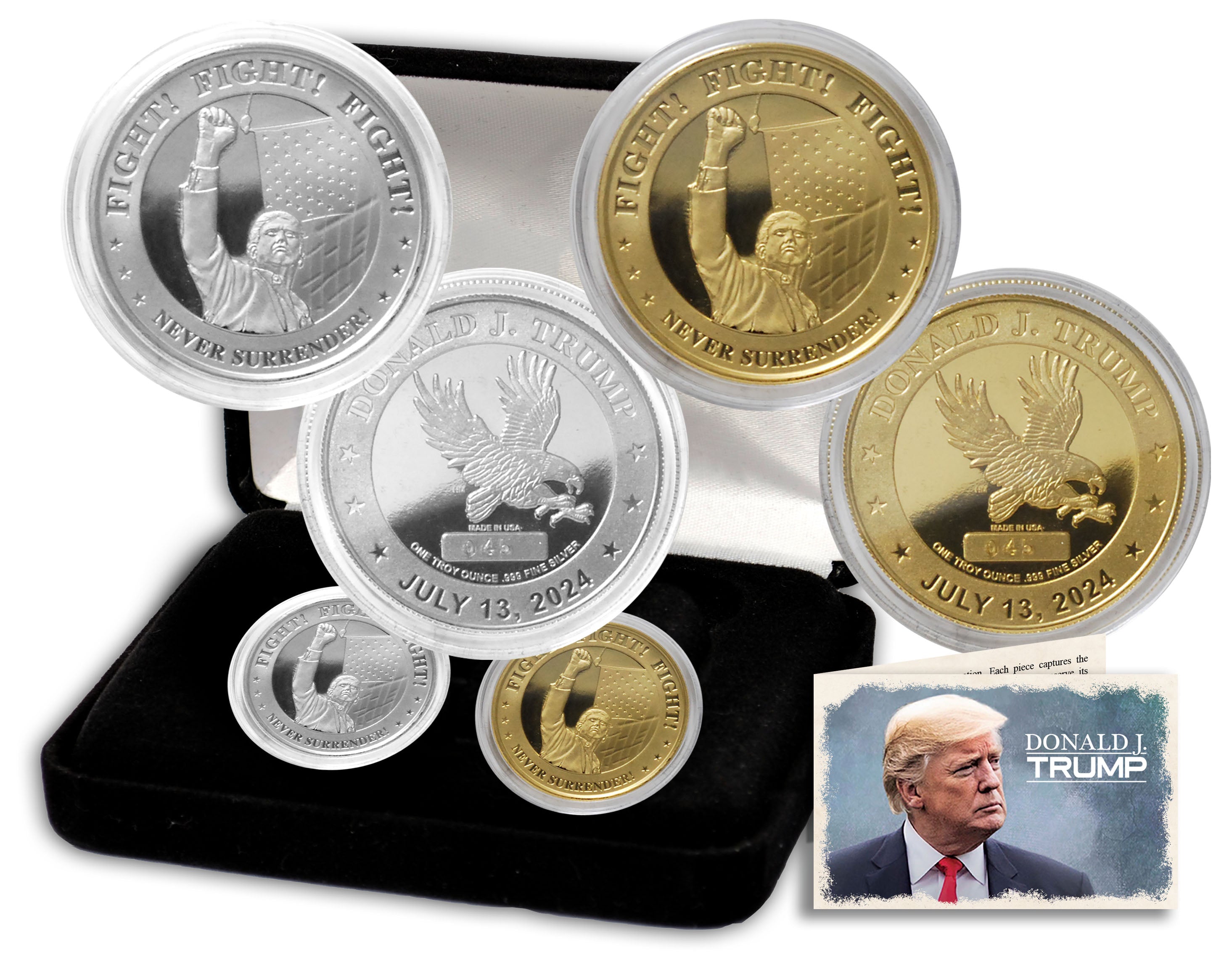 TRUMP SILVER AND GOLD OVERLAY SET