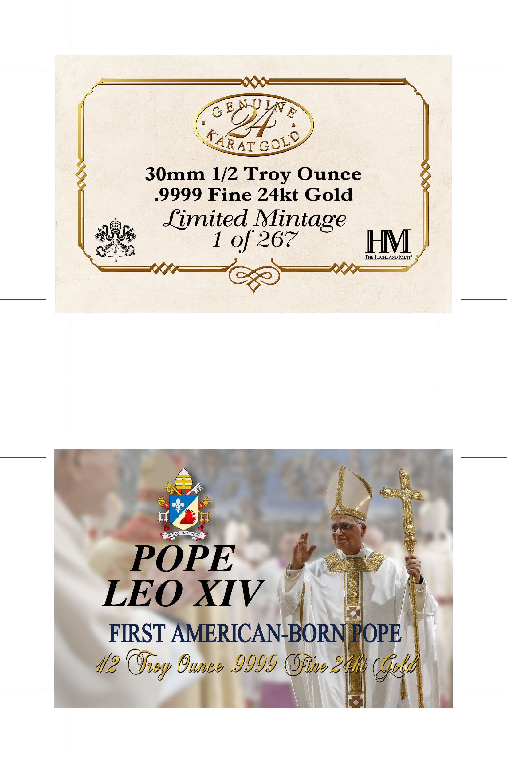 2025 POPE LEO XIV GOLD 1/2 OZ LTD 267