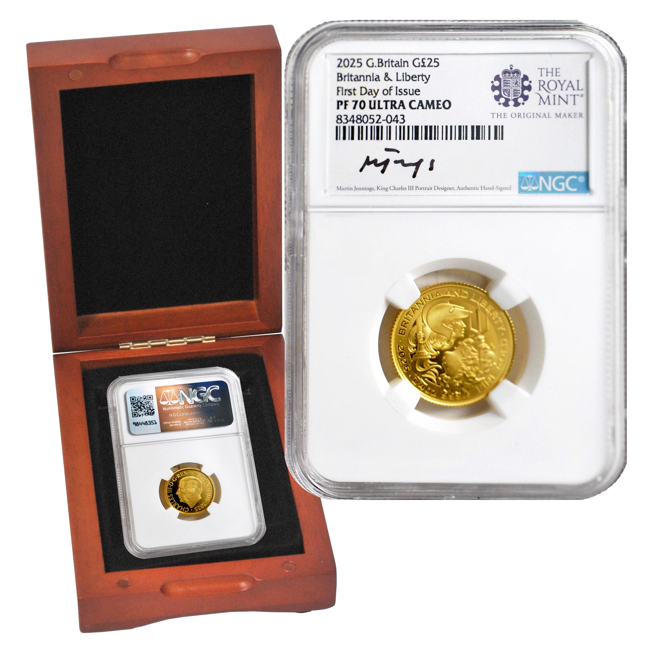 2025 £25 GOLD LIBERTANNIA NGC PF70 FDOI JENNINGS