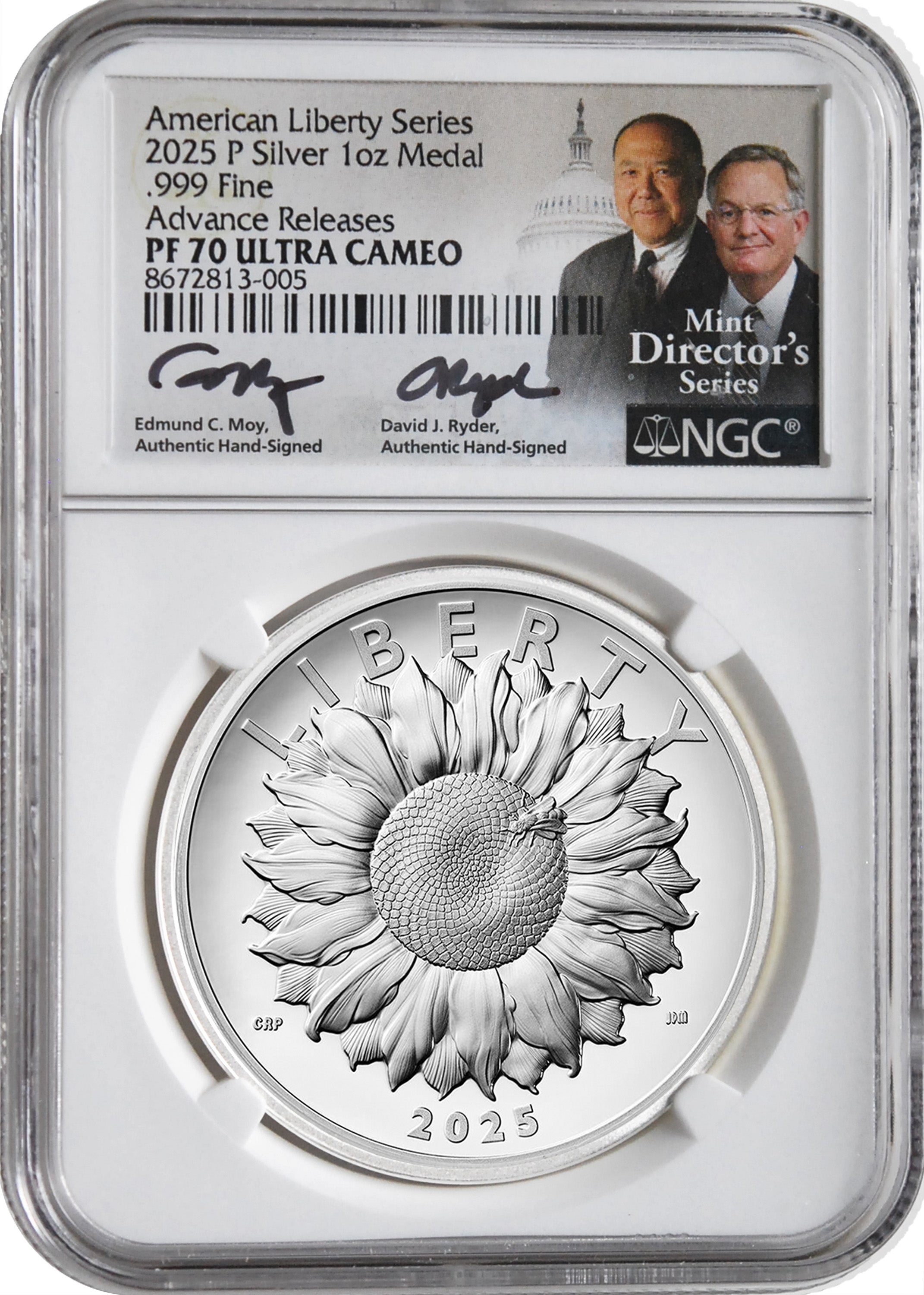 2025 AR SILVER SUNFLOWER PF70 MOY/RYDER