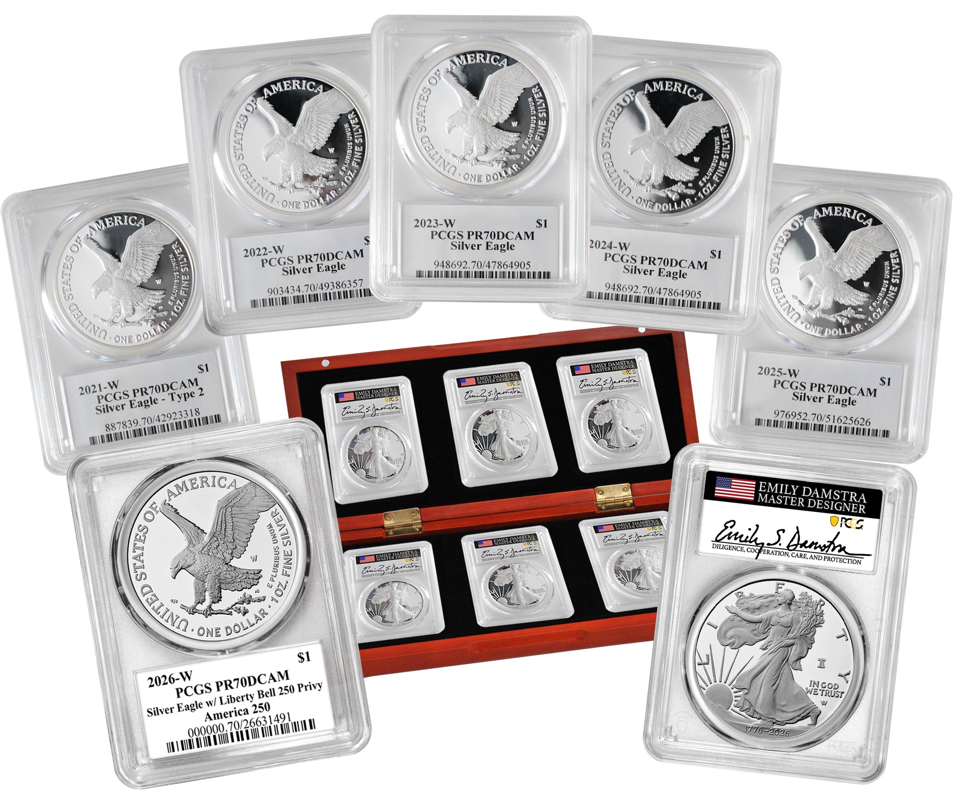 Complete 2021–2026 Type II Proof Silver Eagle Collection - Westminster Mint