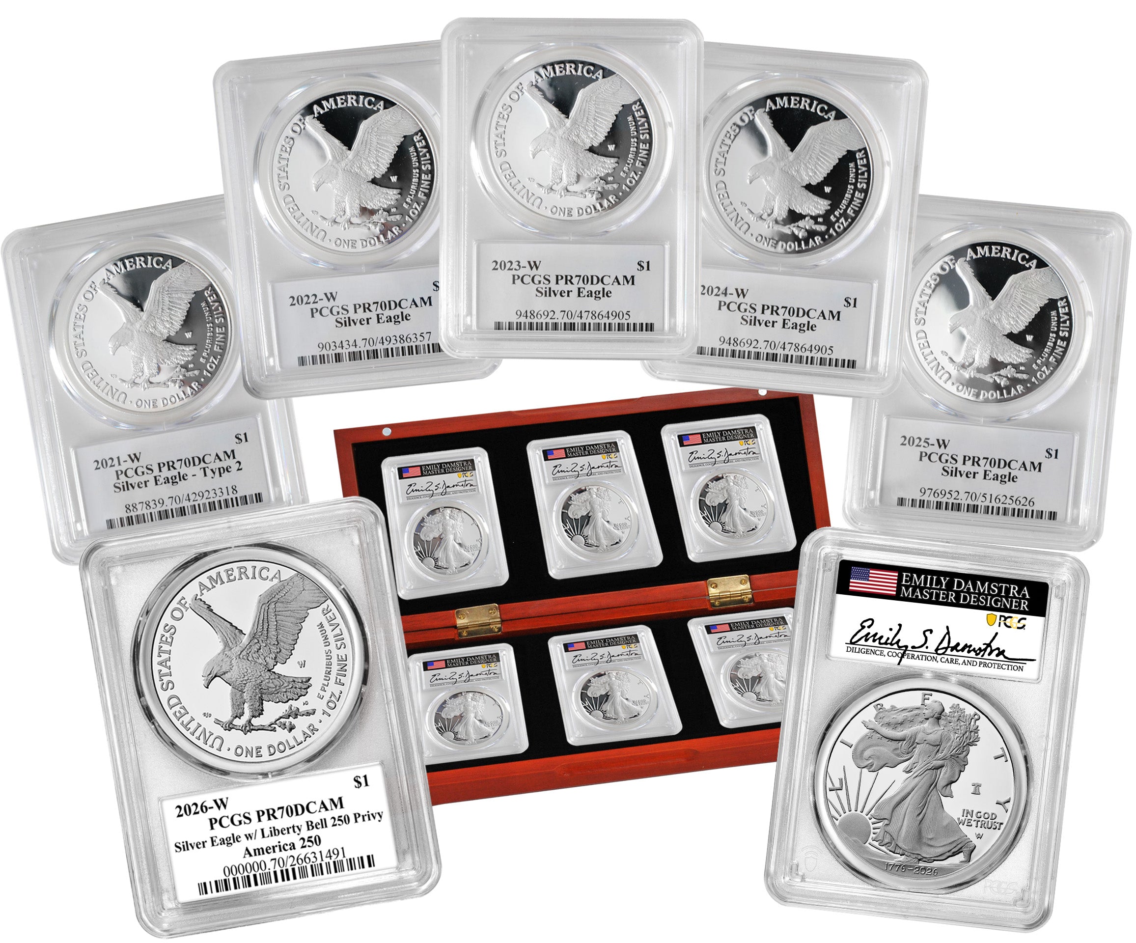 Complete 2021–2026 Type II Proof Silver Eagle Collection - Westminster Mint