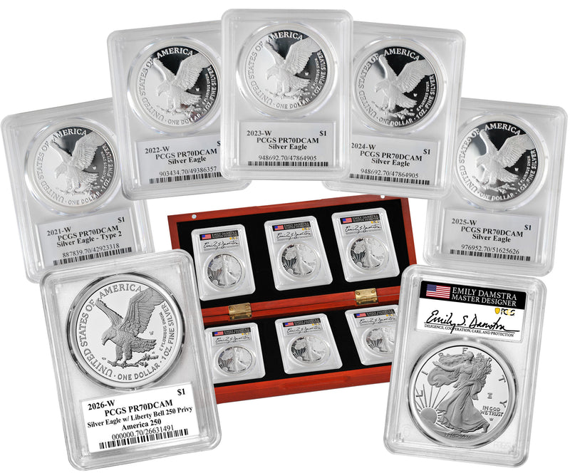 Complete 2021–2026 Type II Proof Silver Eagle Collection - Westminster Mint