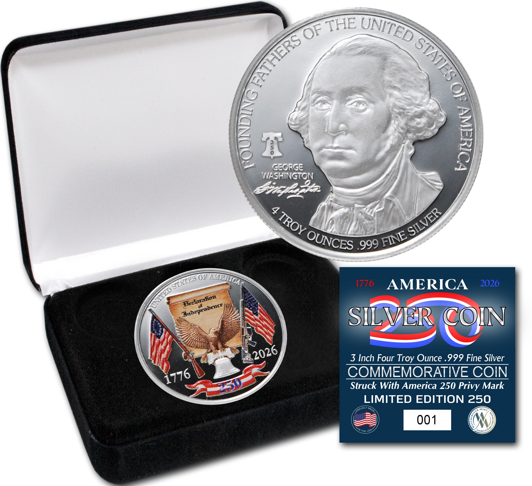 AMERICA 250 COLOR W/PRIVY 4OZ LTD 250 - Westminster Mint
