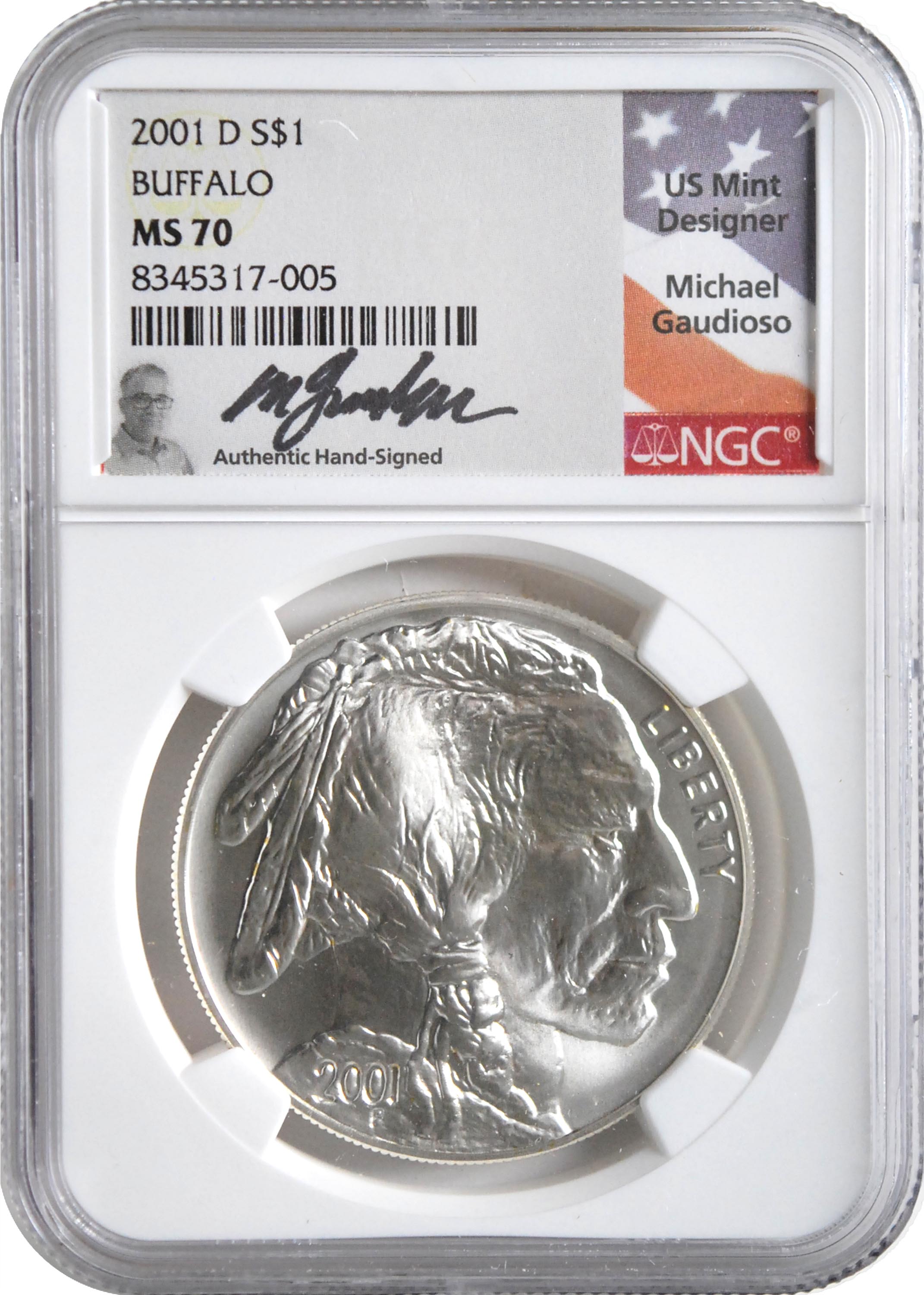 2001 Silver Buffalo PR70 Guadioso - Westminster Mint