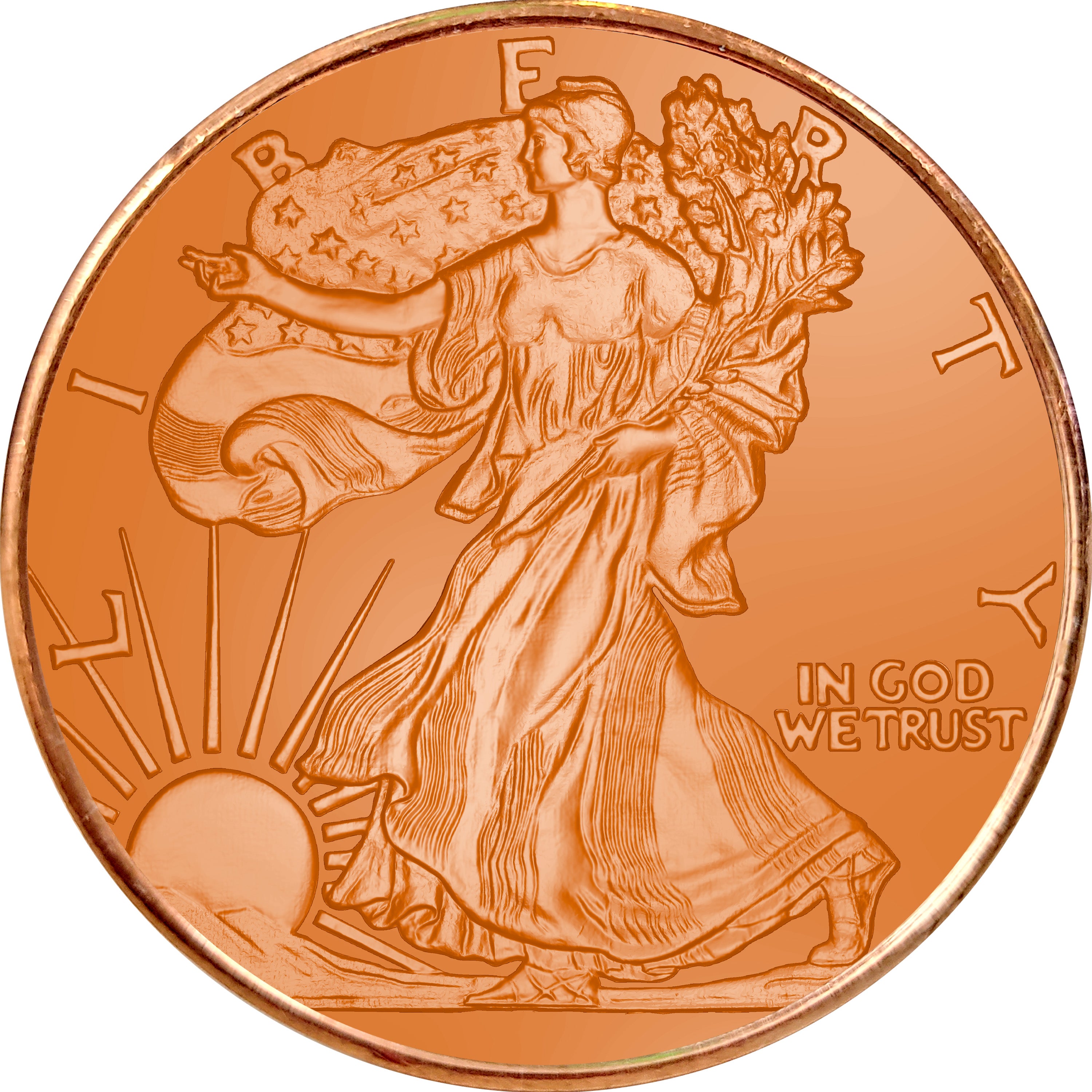 WALKING LIBERTY 1OZ AVDP .999 COPPER ROUND