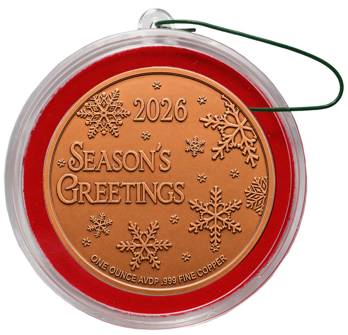 2026 COPPER PUPPY IN A STOCKING CHRISTMAS COIN ORNAMENT