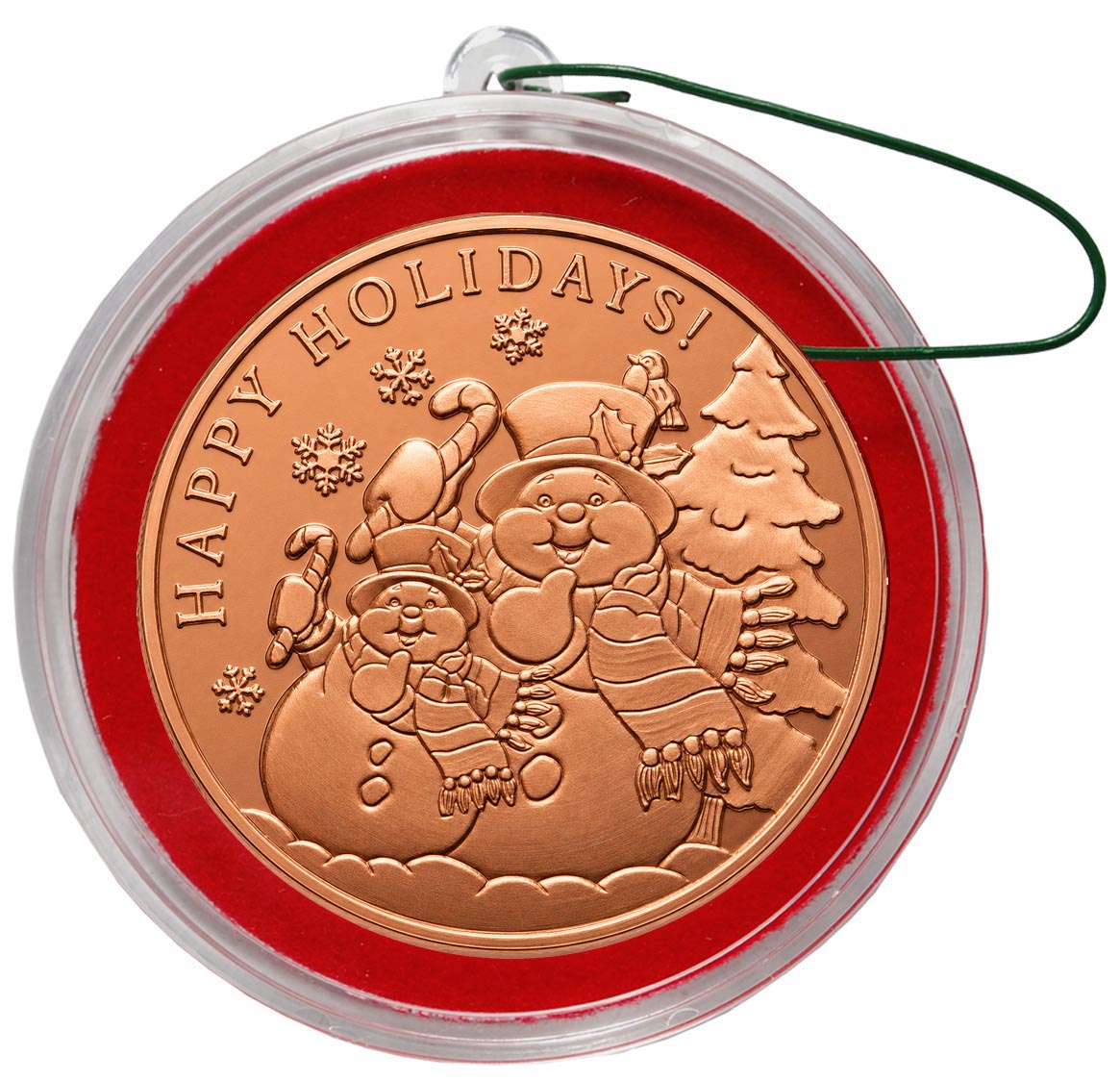 2026 COPPER SNOWMAN CHRISTMAS COIN ORNAMENT