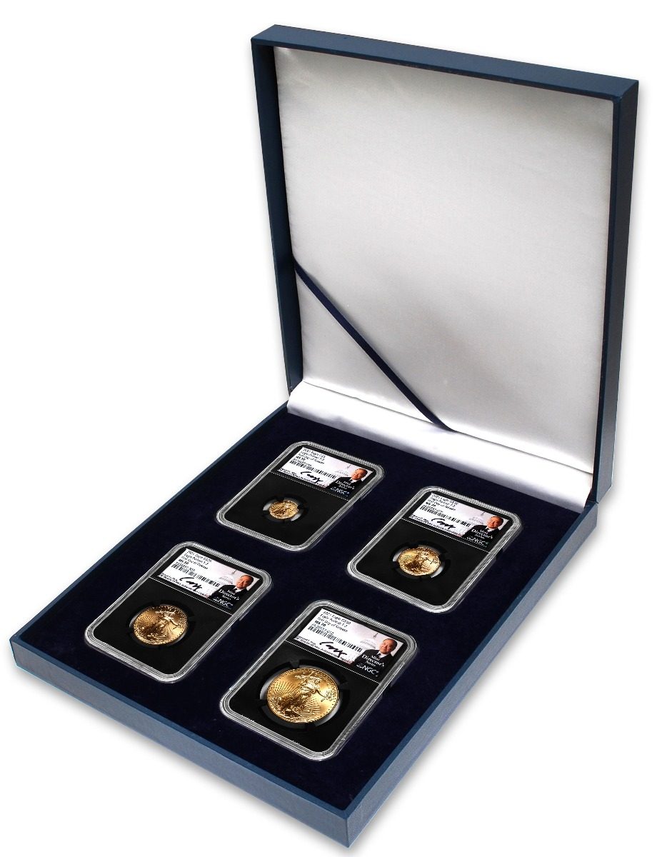 2021 Four-Piece American Gold Eagle Type 2 Set NGC MS70 First Day of Release Edmund C. Moy Signatures