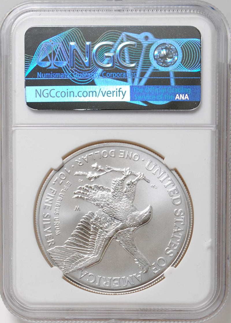 2021 W American Silver Eagle Type 2 Burnished NGC MS70 FDI Guadioso Signature - Westminster Mint