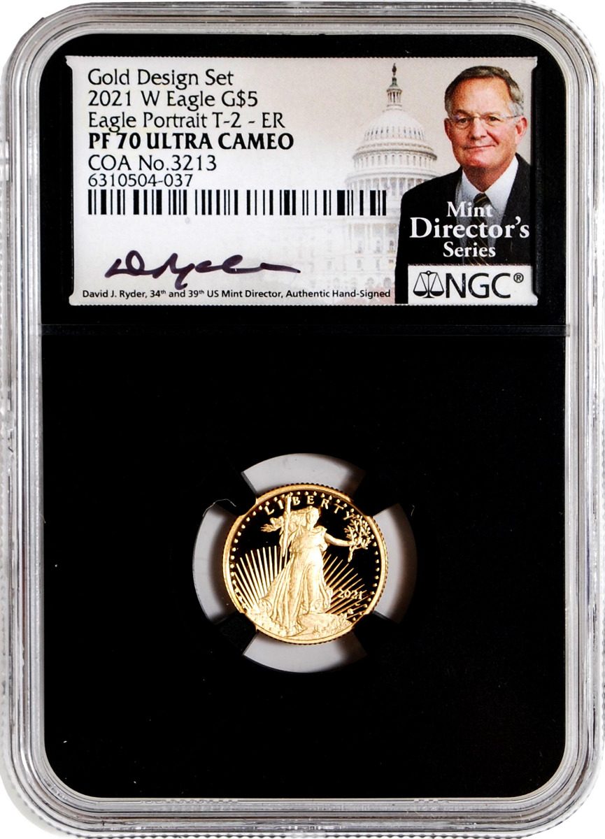 2021 W Gold Eagle Design Set T1/T2 NGC P70 Ultra Cameo David Ryder Signature