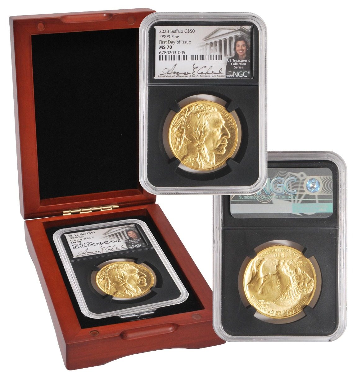 2023 $50 Gold Buffalo NGC MS70 First Day of Issue w/Anna Cabral Signature - Westminster Mint