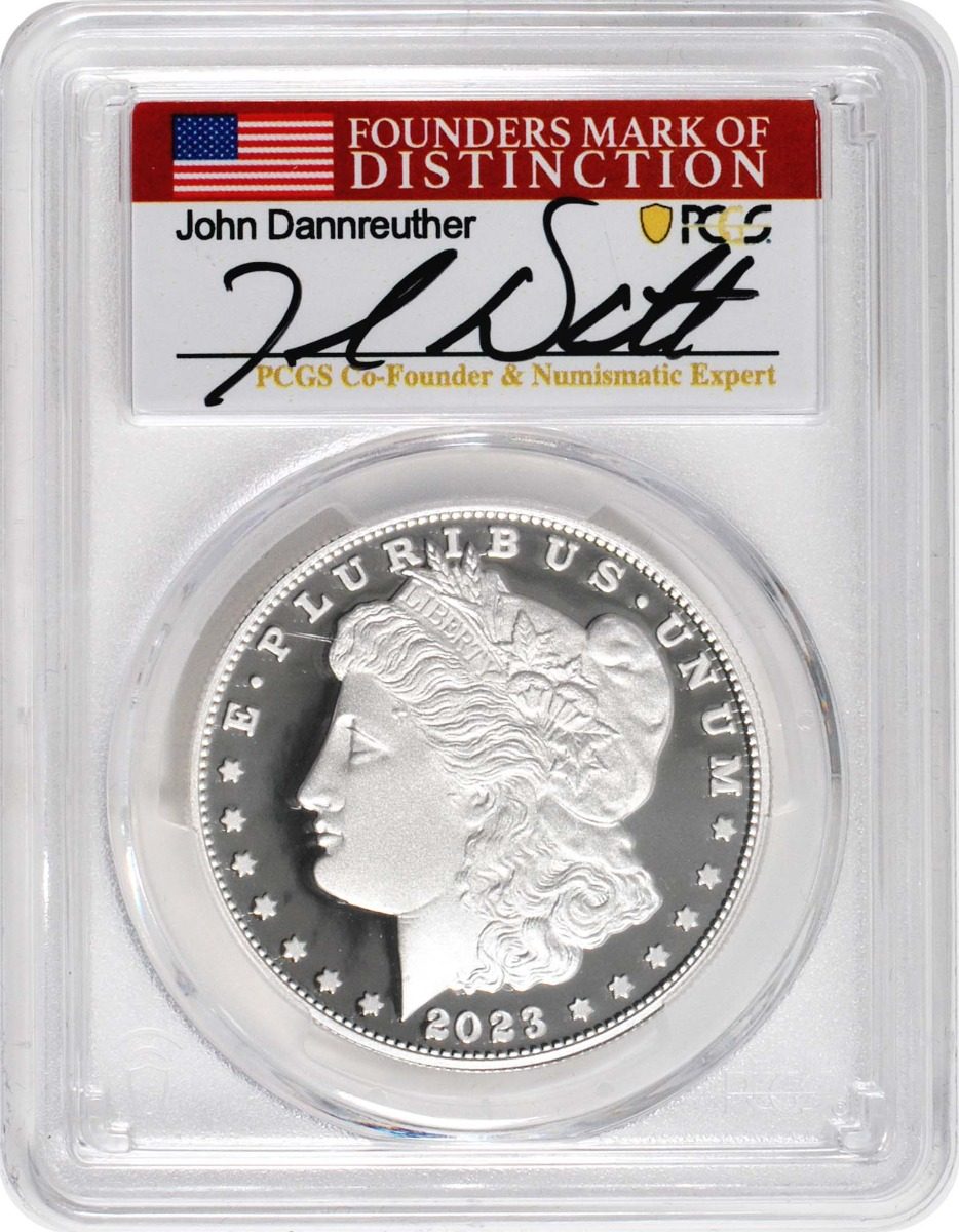 2023 S Morgan & Peace Silver Dollars PCGS PR70 DCAM Advance Release w/John Dannreuther Signatures