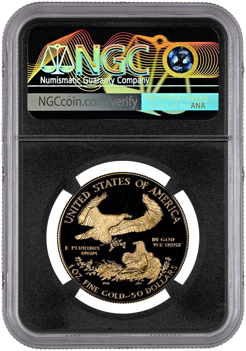 1986 W $50 Gold Eagle NGC PF70 FYI Signed by Mily Frost - Westminster Mint