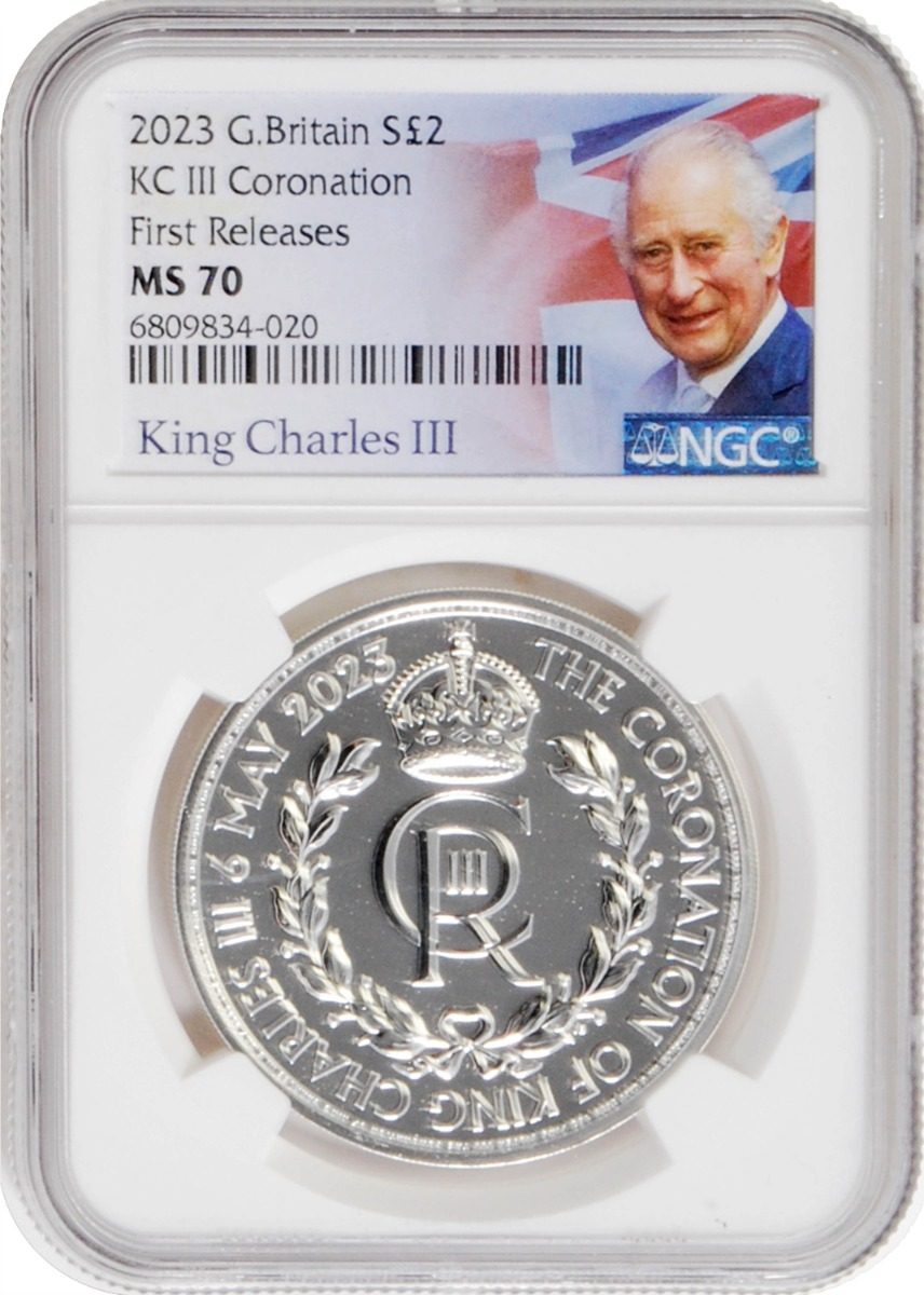 2023 £2 King Charles III Coronation Royal Cypher NGC MS70 First Releases