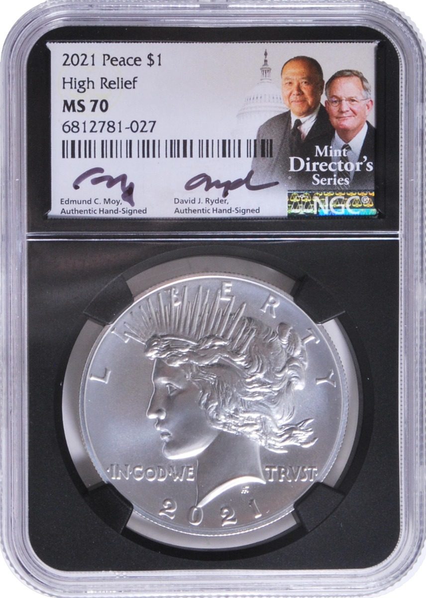 2021 2023 PEACE DOLLARS 4-PC SET NGC 70 SIGNED MOY/RYDER U.S. MINT DIRECTOR S SERIES