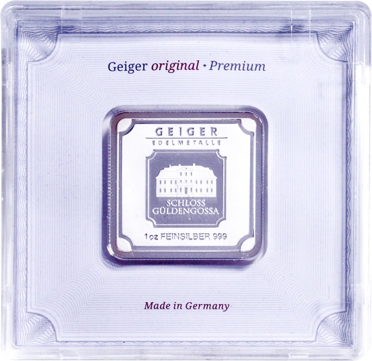 Geiger SILVER Bar - 1 Troy Oz .999 Pure, in Assay
