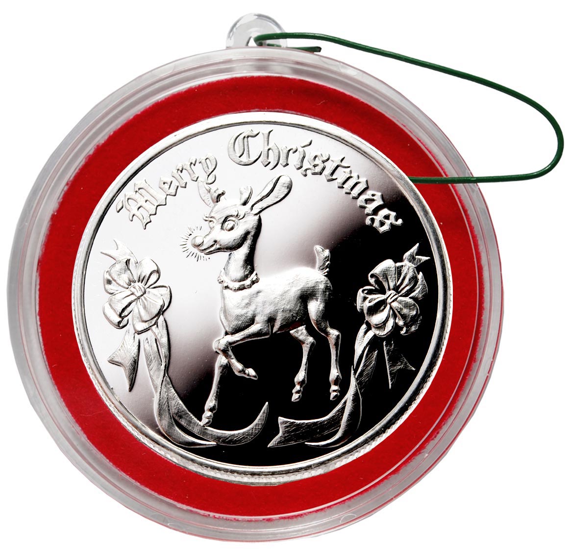 2026 SILVER RUDOLPH CHRISTMAS COIN ORNAMENT