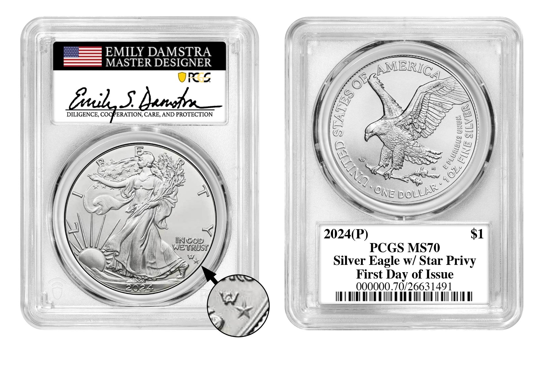 2025 ASE EAGLE PRIVY FIRST DAY ISSUE EMILY DAMSTRA