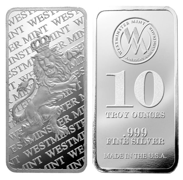 10 Ounce Silver Bars- Westminster Mint Lion Reverse design - Westminster Mint